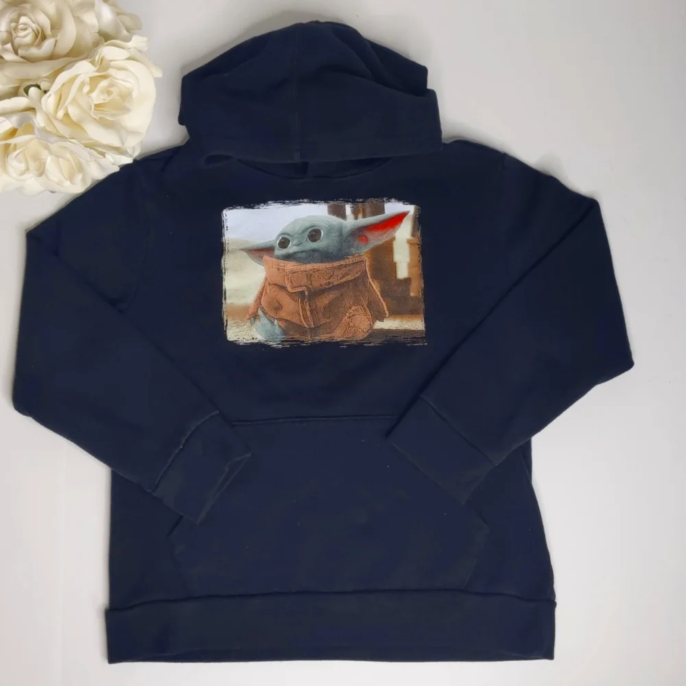 Old Navy Hoodie Baby Yoda Black Sweater Size Medium 8